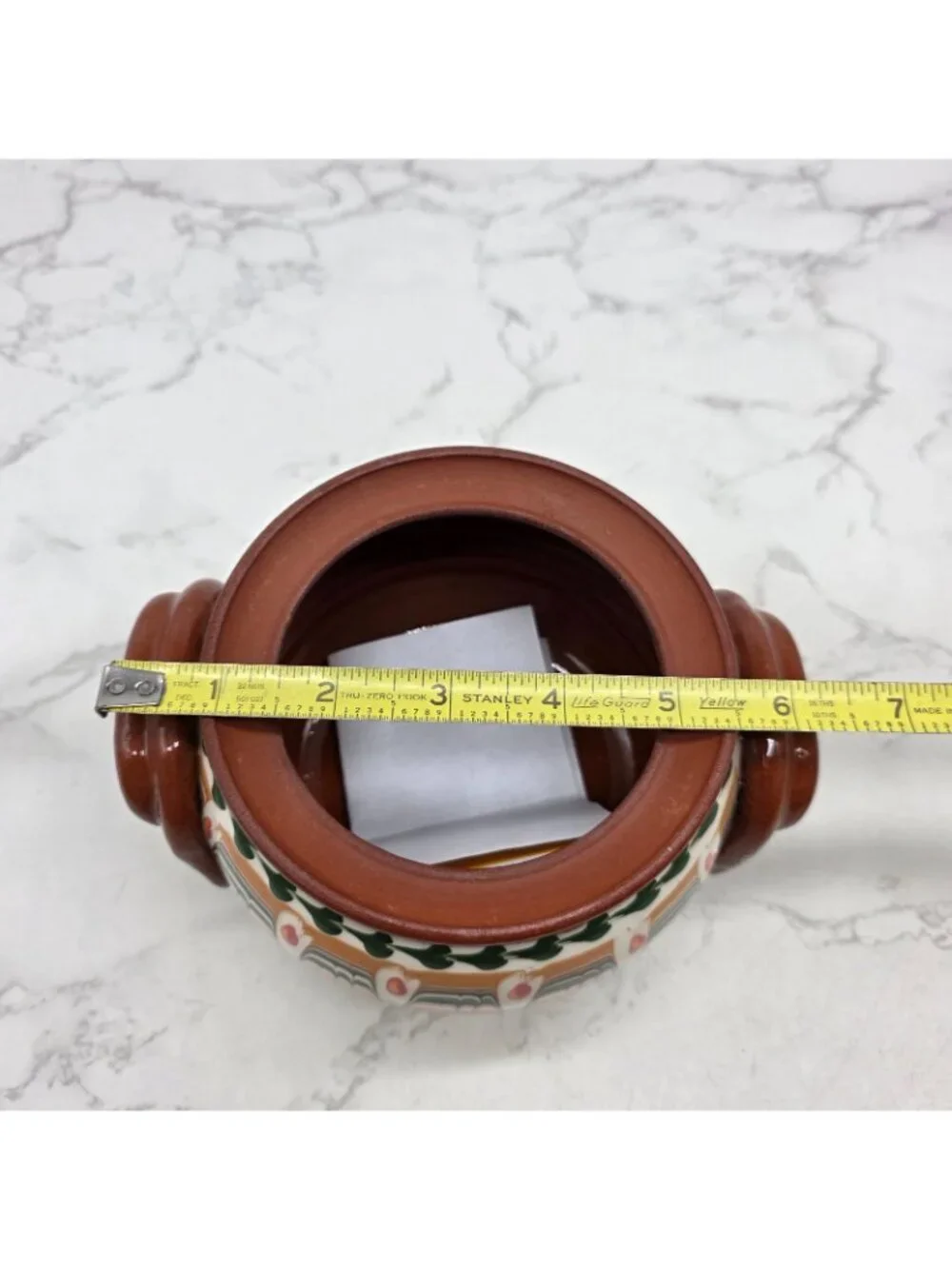 Bulgarian Gyuvetch Red Clay Pot Casserole Bulgar Handpainted Folk Art Cooker NEW